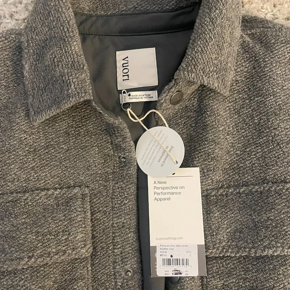 Vuori Plymouth Wool Shirt Jacket L Italian Wool NWT